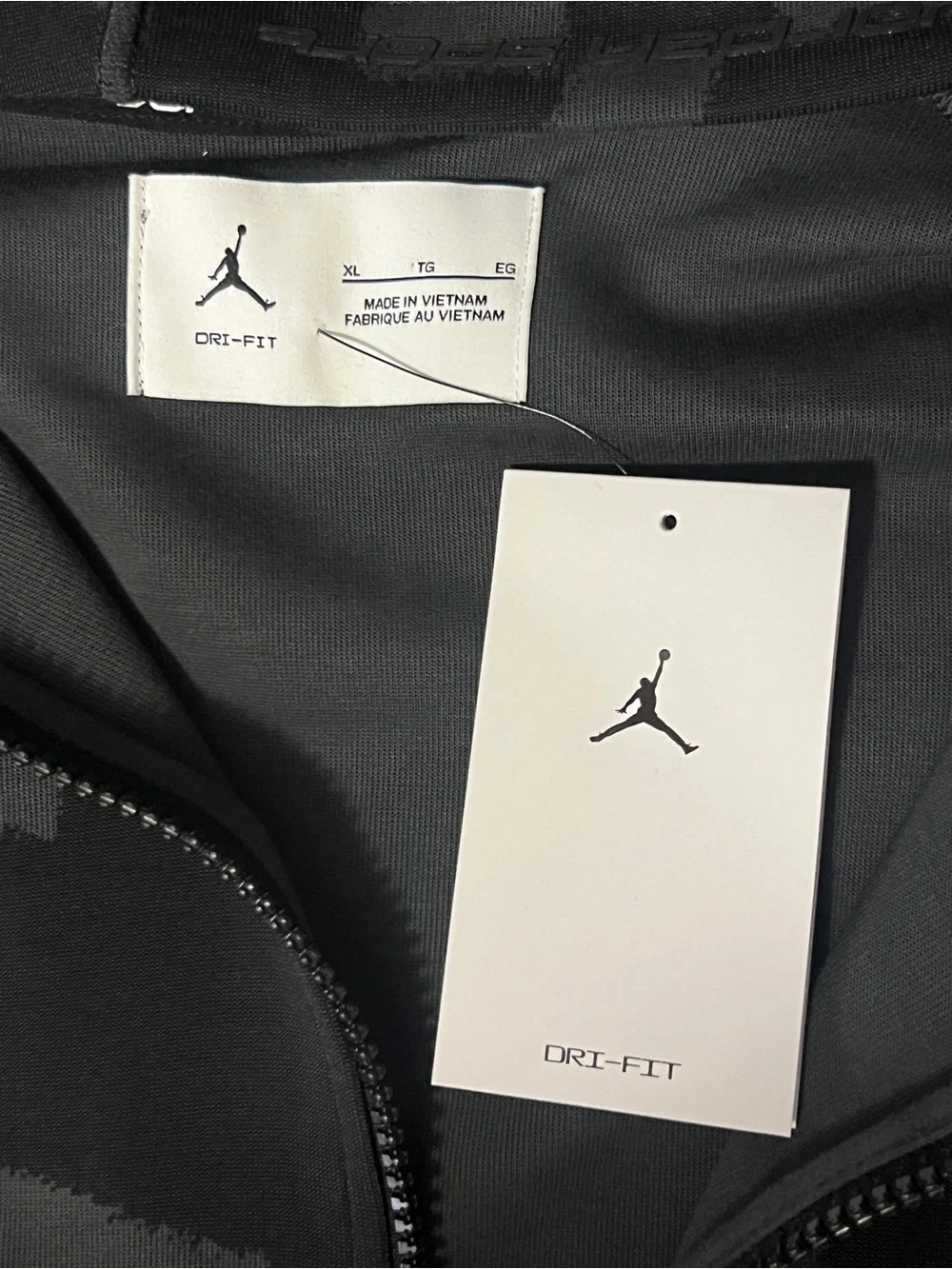 Nike JORDAN Men’s Full Zip Hooded Hoodie Black/Gray Geometric Size XL FV8620-010